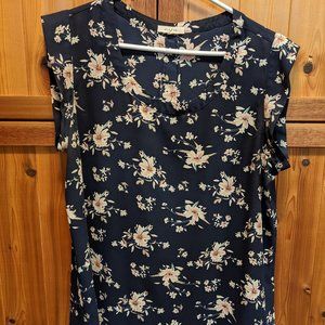 Navy blue floral dress shirt